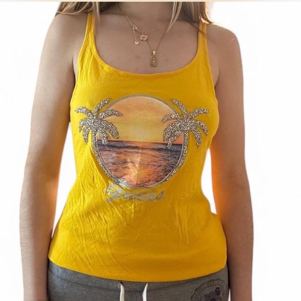 Vintage y2k yellow guess tank top 🌼